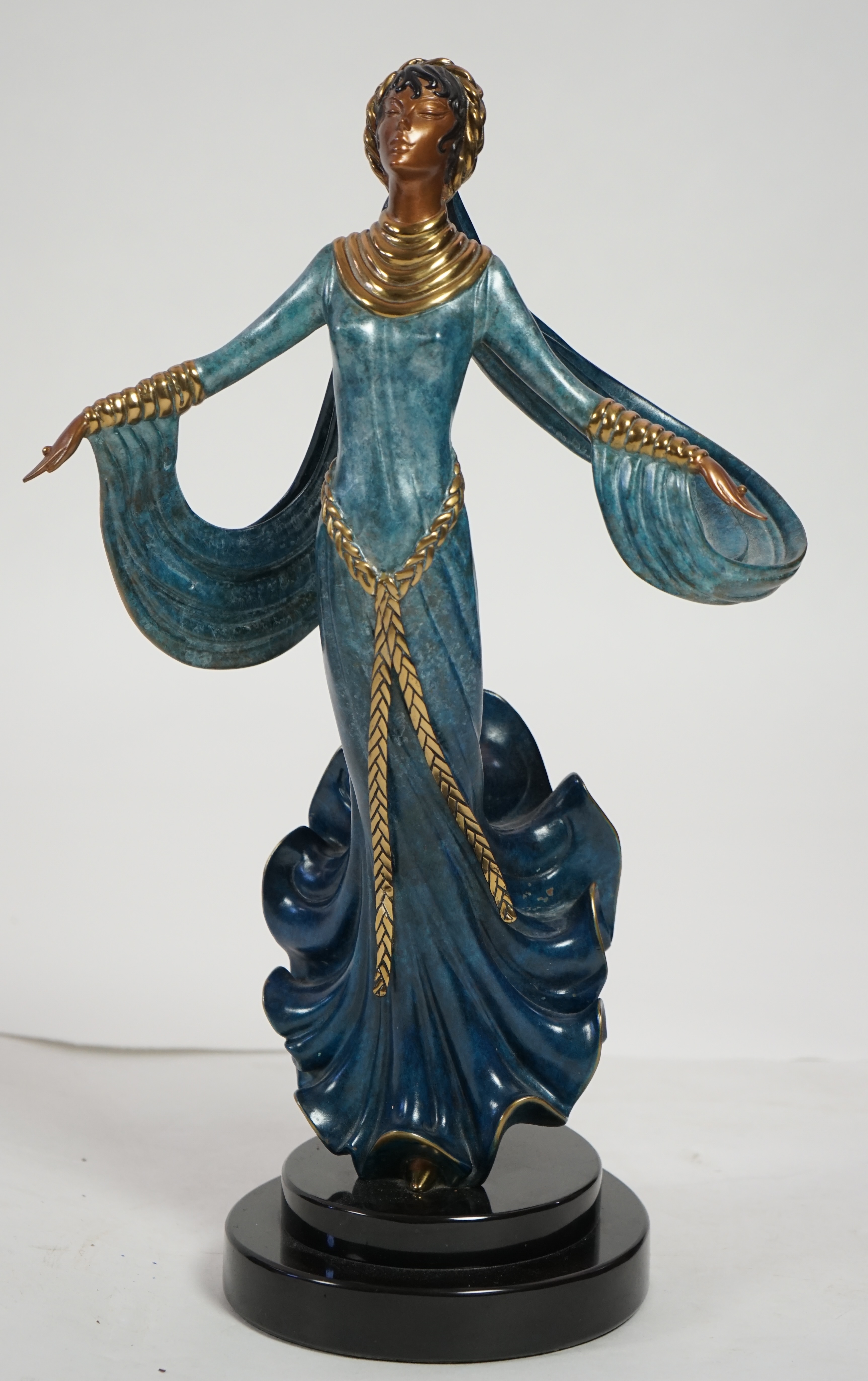 Romain de Tirtoff Erté (Russian, 1892-1990), a cold painted bronze figure ‘Ecstasy’